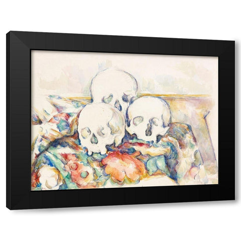 The Three SkullsÂ  Black Modern Wood Framed Art Print with Double Matting by Cezanne, Paul