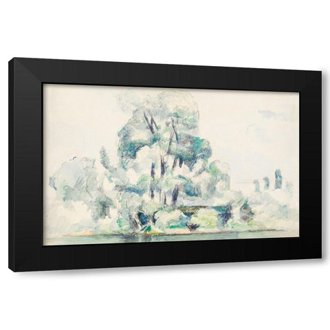 Banks of the Seine at MÃ©dan Black Modern Wood Framed Art Print with Double Matting by Cezanne, Paul