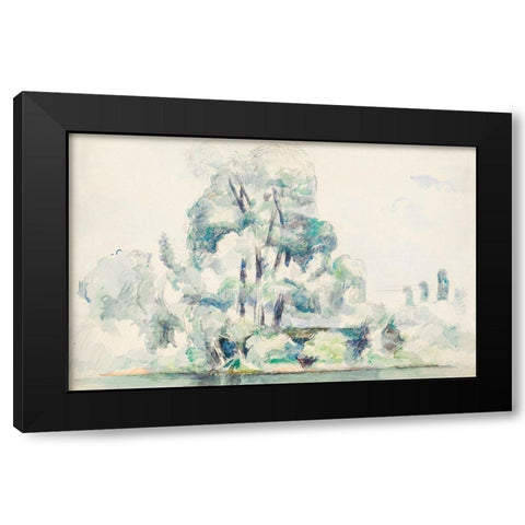 Banks of the Seine at MÃ©dan Black Modern Wood Framed Art Print by Cezanne, Paul