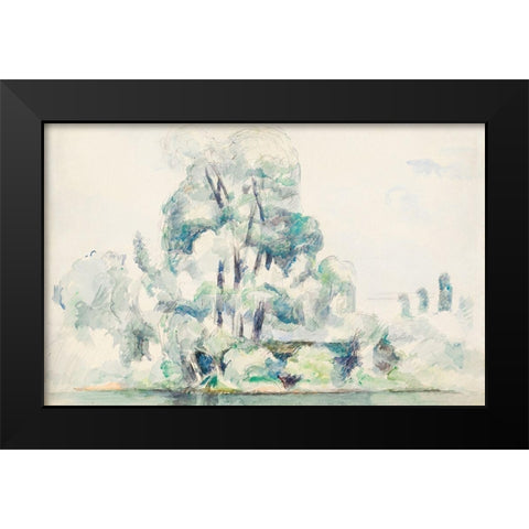 Banks of the Seine at MÃ©dan Black Modern Wood Framed Art Print by Cezanne, Paul