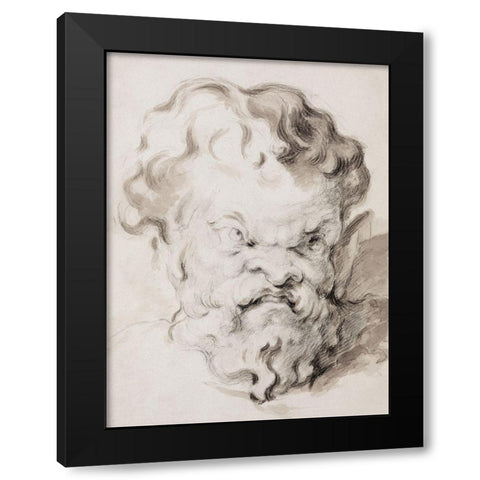 Head of Silenus Black Modern Wood Framed Art Print by Cezanne, Paul