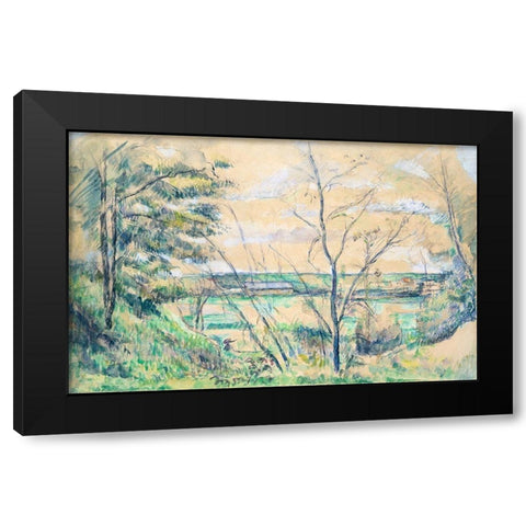 In the Oise Valley Black Modern Wood Framed Art Print with Double Matting by Cezanne, Paul