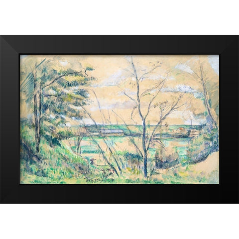 In the Oise Valley Black Modern Wood Framed Art Print by Cezanne, Paul