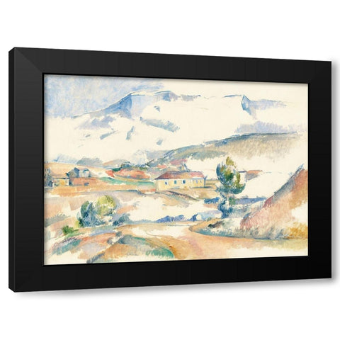 Montagne Sainte-Victoire, from near Gardanne Black Modern Wood Framed Art Print by Cezanne, Paul