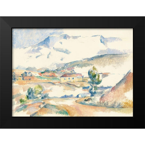Montagne Sainte-Victoire, from near Gardanne Black Modern Wood Framed Art Print by Cezanne, Paul