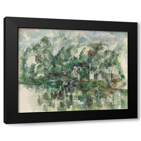 At the Waters Edge Black Modern Wood Framed Art Print with Double Matting by Cezanne, Paul