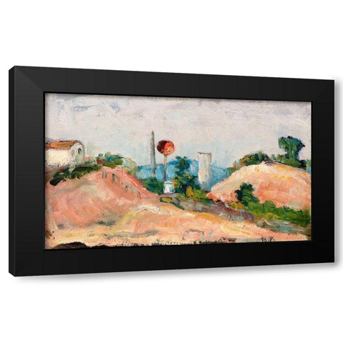 Railroad Cut Black Modern Wood Framed Art Print by Cezanne, Paul