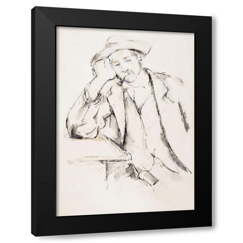 Leaning Smoker Black Modern Wood Framed Art Print with Double Matting by Cezanne, Paul