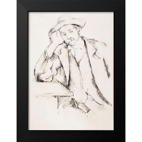 Leaning Smoker Black Modern Wood Framed Art Print by Cezanne, Paul