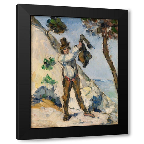 Man with a Vest Black Modern Wood Framed Art Print by Cezanne, Paul