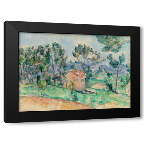 Hunting Cabin in Provence Black Modern Wood Framed Art Print by Cezanne, Paul