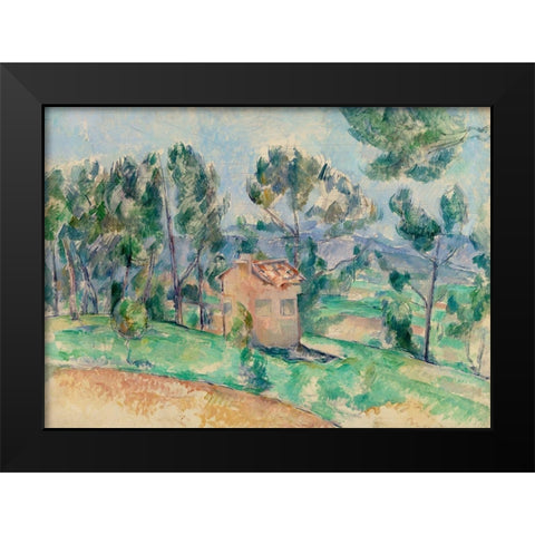 Hunting Cabin in Provence Black Modern Wood Framed Art Print by Cezanne, Paul