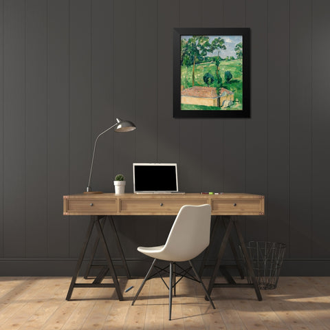 The Spring House Black Modern Wood Framed Art Print by Cezanne, Paul