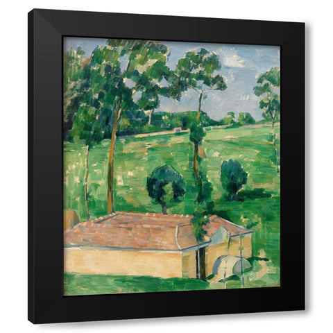 The Spring House Black Modern Wood Framed Art Print by Cezanne, Paul