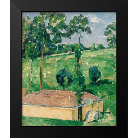 The Spring House Black Modern Wood Framed Art Print by Cezanne, Paul