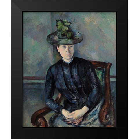 Madame CÃ©zanne with Green HatÂ  Black Modern Wood Framed Art Print by Cezanne, Paul