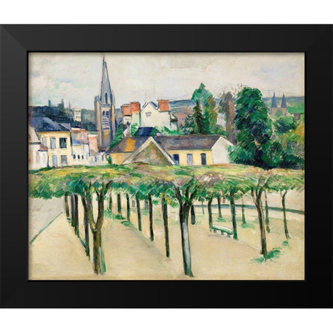 Village Square Black Modern Wood Framed Art Print by Cezanne, Paul