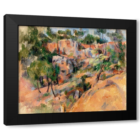 BibÃ©mus Quarry Black Modern Wood Framed Art Print with Double Matting by Cezanne, Paul