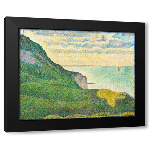 Seascape at Port-en-Bessin, Normandy Black Modern Wood Framed Art Print with Double Matting by Seurat, Georges