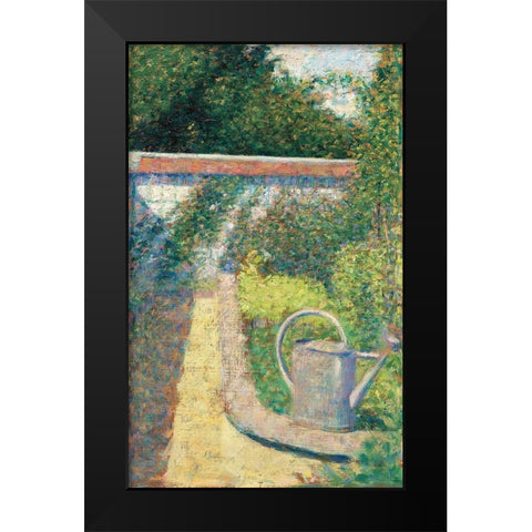 The Watering Canâ€“Garden at Le Raincy Black Modern Wood Framed Art Print by Seurat, Georges