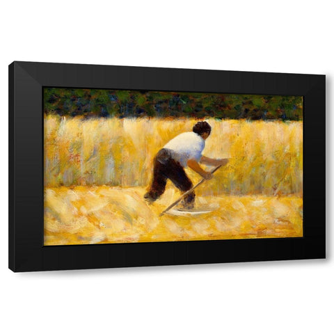 The Mower Black Modern Wood Framed Art Print by Seurat, Georges