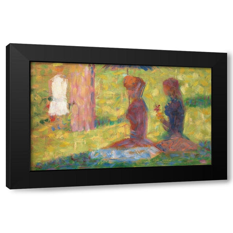 La Grande Jatte Black Modern Wood Framed Art Print with Double Matting by Seurat, Georges