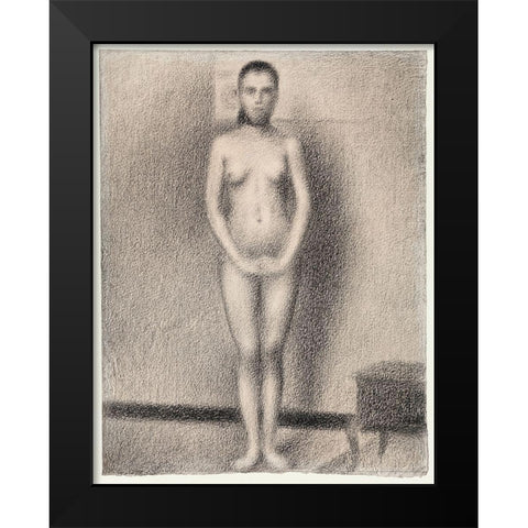 Study for Poseuses Black Modern Wood Framed Art Print by Seurat, Georges
