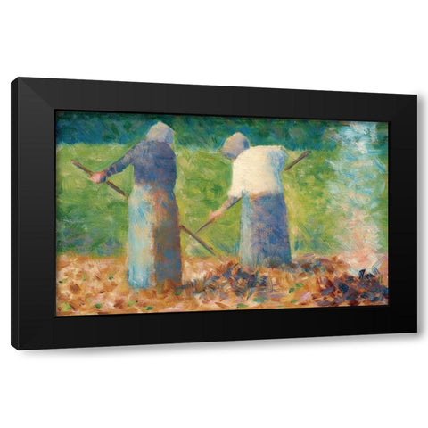 Haymakers at MontfermeilÂ  Black Modern Wood Framed Art Print with Double Matting by Seurat, Georges