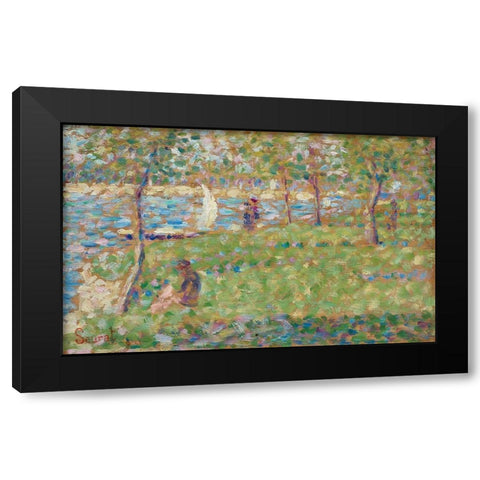 Study for La Grande Jatte Black Modern Wood Framed Art Print by Seurat, Georges