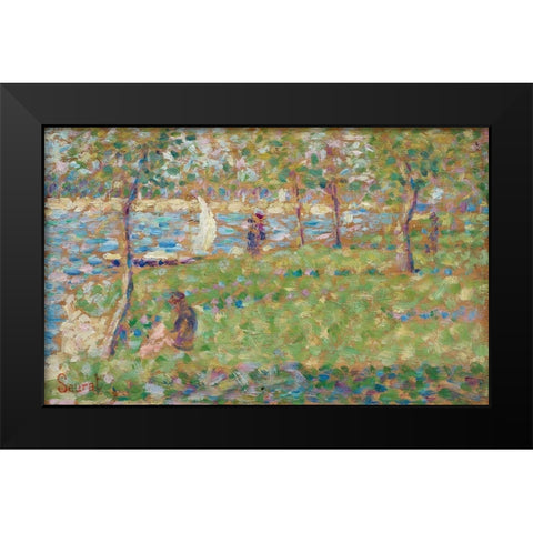 Study for La Grande Jatte Black Modern Wood Framed Art Print by Seurat, Georges