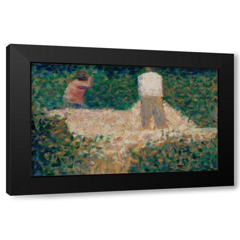 Two Stonebreakers Black Modern Wood Framed Art Print by Seurat, Georges