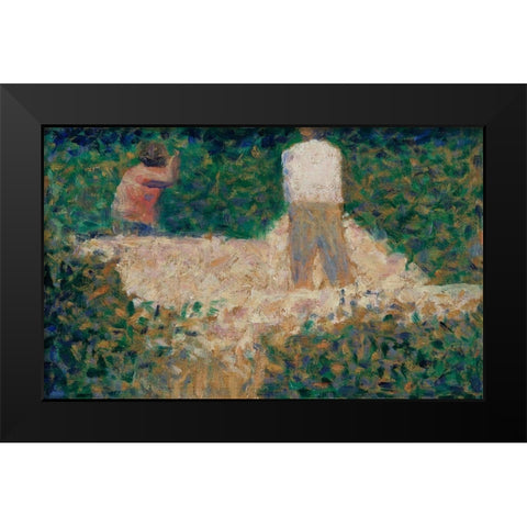Two Stonebreakers Black Modern Wood Framed Art Print by Seurat, Georges