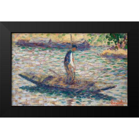 A Fisherman Black Modern Wood Framed Art Print by Seurat, Georges