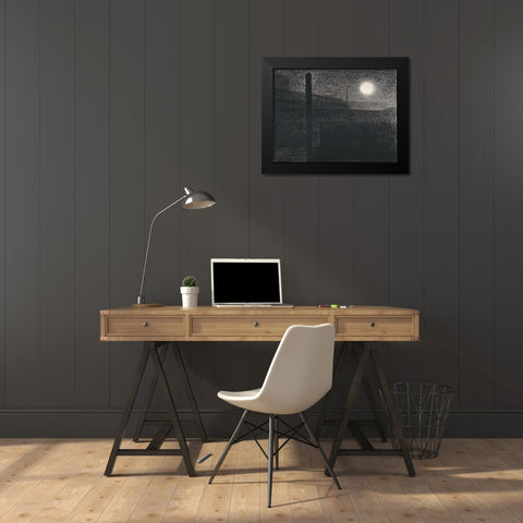 Courbevoie, Factories by MoonlightÂ  Black Modern Wood Framed Art Print by Seurat, Georges