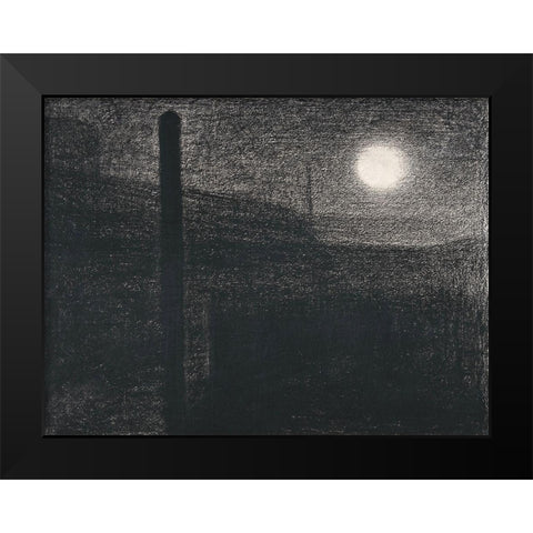 Courbevoie, Factories by MoonlightÂ  Black Modern Wood Framed Art Print by Seurat, Georges