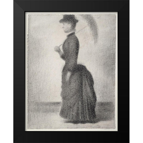 Woman Walking with a ParasolÂ  Black Modern Wood Framed Art Print by Seurat, Georges