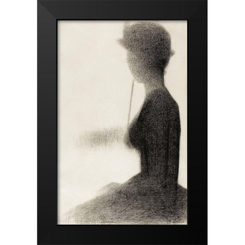 Seated Woman with a ParasolÂ  Black Modern Wood Framed Art Print by Seurat, Georges