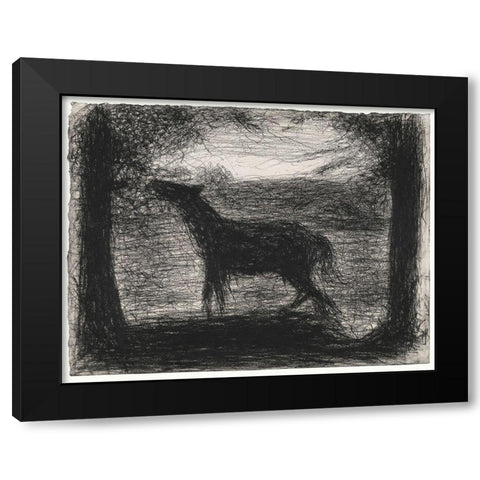 Foal, Le Poulain Black Modern Wood Framed Art Print with Double Matting by Seurat, Georges