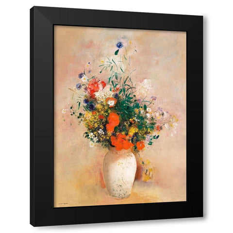 Vase of Flowers (Pink Background)Â  Black Modern Wood Framed Art Print with Double Matting by Redon, Odilon