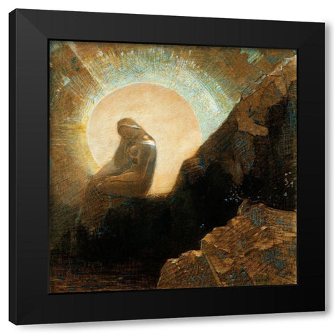 MelancholyÂ  Black Modern Wood Framed Art Print with Double Matting by Redon, Odilon