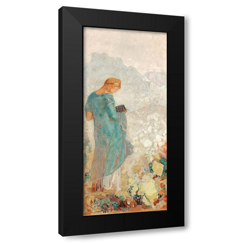 Pandora Black Modern Wood Framed Art Print by Redon, Odilon