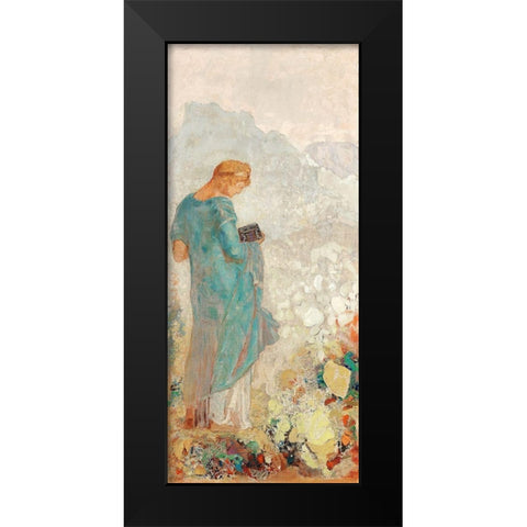 Pandora Black Modern Wood Framed Art Print by Redon, Odilon