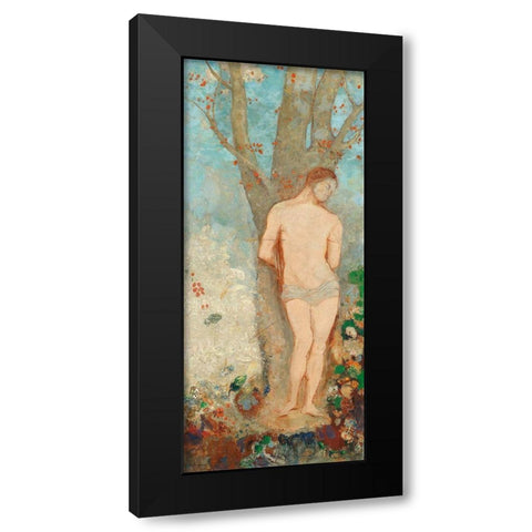 Saint Sebastian Black Modern Wood Framed Art Print with Double Matting by Redon, Odilon