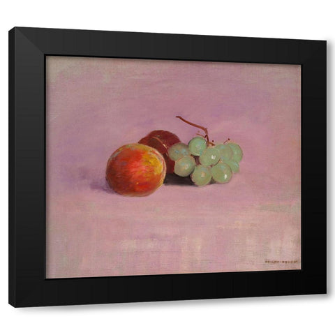 Still Life with Fruit Black Modern Wood Framed Art Print with Double Matting by Redon, Odilon