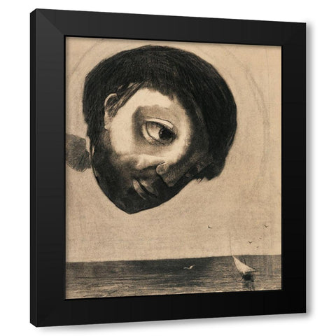 Guardian Spirit of the Waters Black Modern Wood Framed Art Print with Double Matting by Redon, Odilon