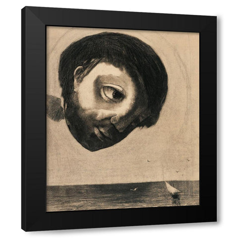 Guardian Spirit of the Waters Black Modern Wood Framed Art Print by Redon, Odilon