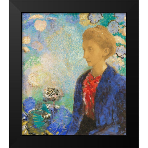 Baronne de Domecy Black Modern Wood Framed Art Print by Redon, Odilon