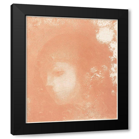 Head of a Child with Flowers Black Modern Wood Framed Art Print with Double Matting by Redon, Odilon