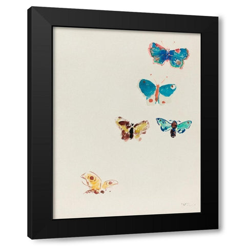 Five Butterflies Black Modern Wood Framed Art Print by Redon, Odilon