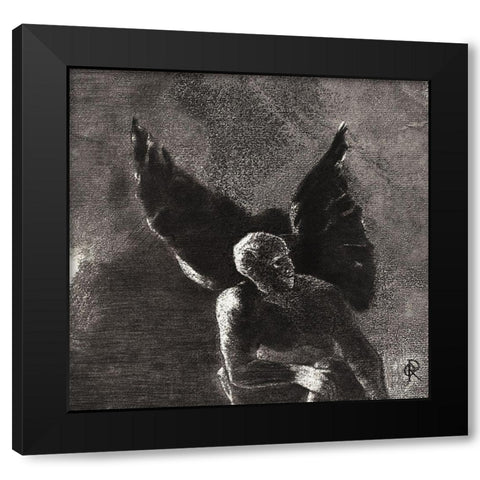 Glory and Praise To You, Satan, In the Heights of Heaven, Where You Reigned, and in the Depths of He Black Modern Wood Framed Art Print with Double Matting by Redon, Odilon